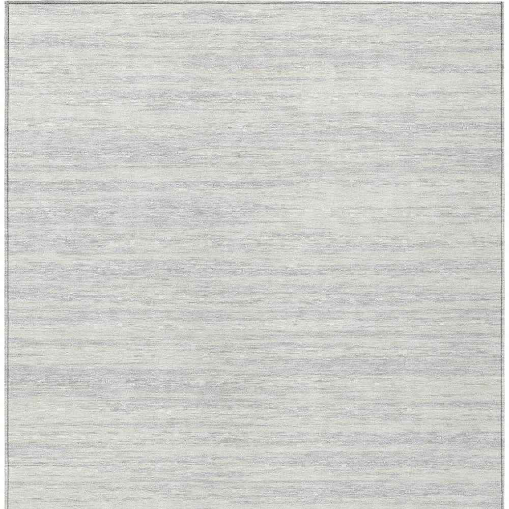 9' X 12' Silver And Ivory Abstract Washable Indoor Outdoor Area Rug