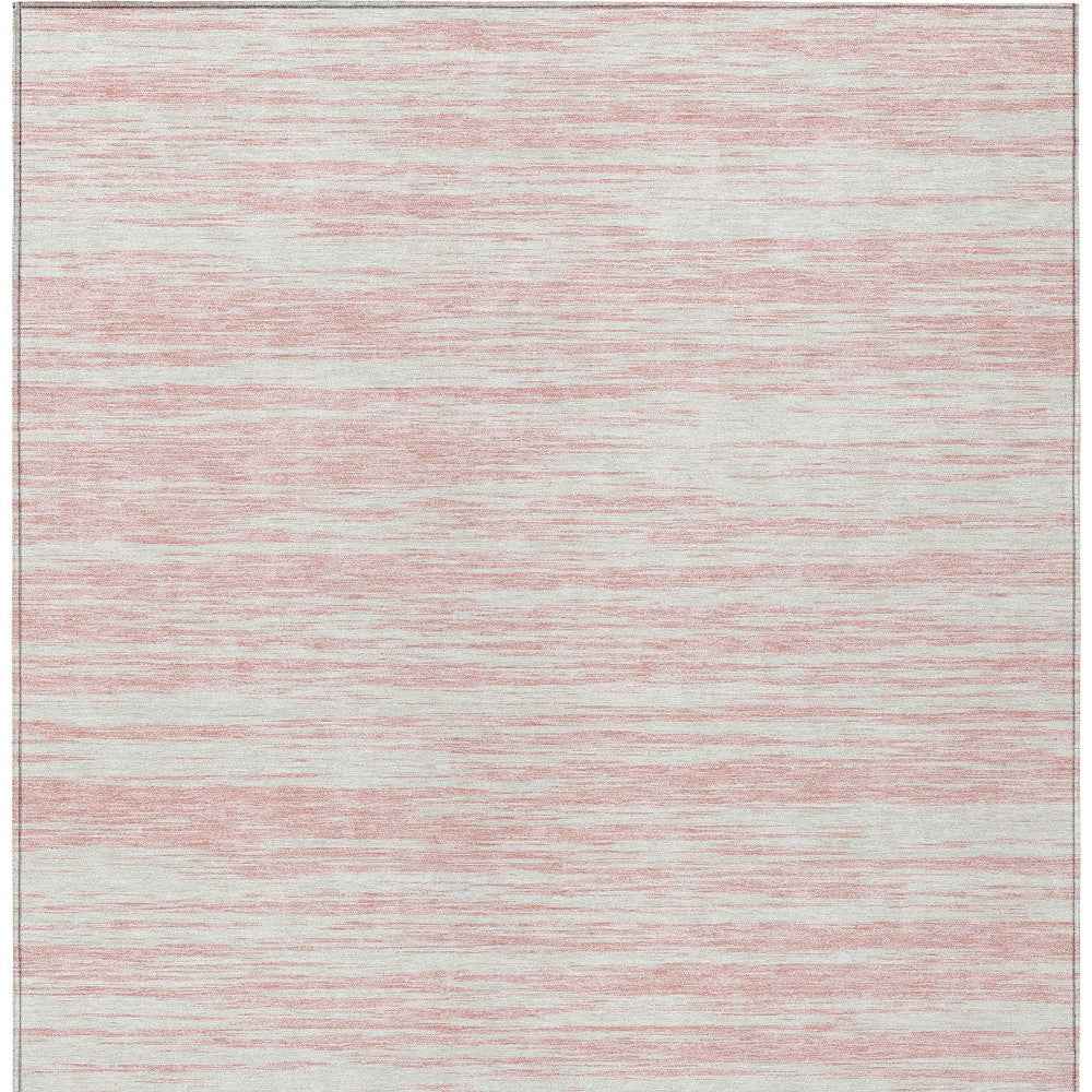 9' X 12' Pink And Ivory Abstract Washable Indoor Outdoor Area Rug