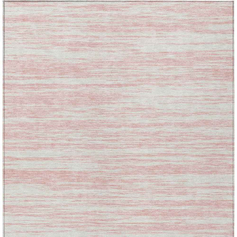 9' X 12' Pink And Ivory Abstract Washable Indoor Outdoor Area Rug