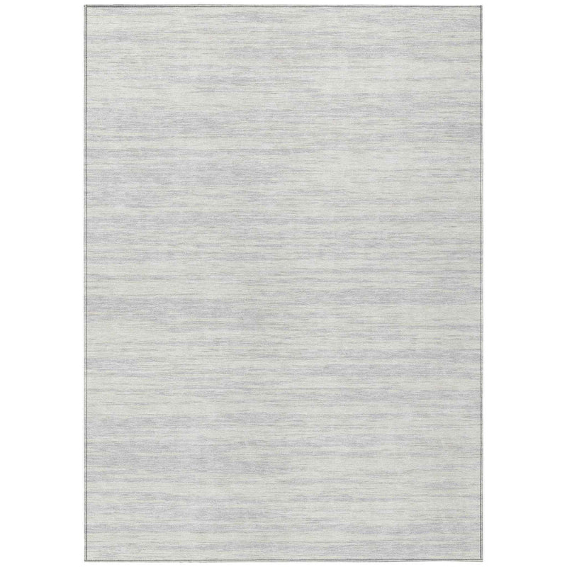 5' X 8' Silver And Ivory Abstract Washable Indoor Outdoor Area Rug