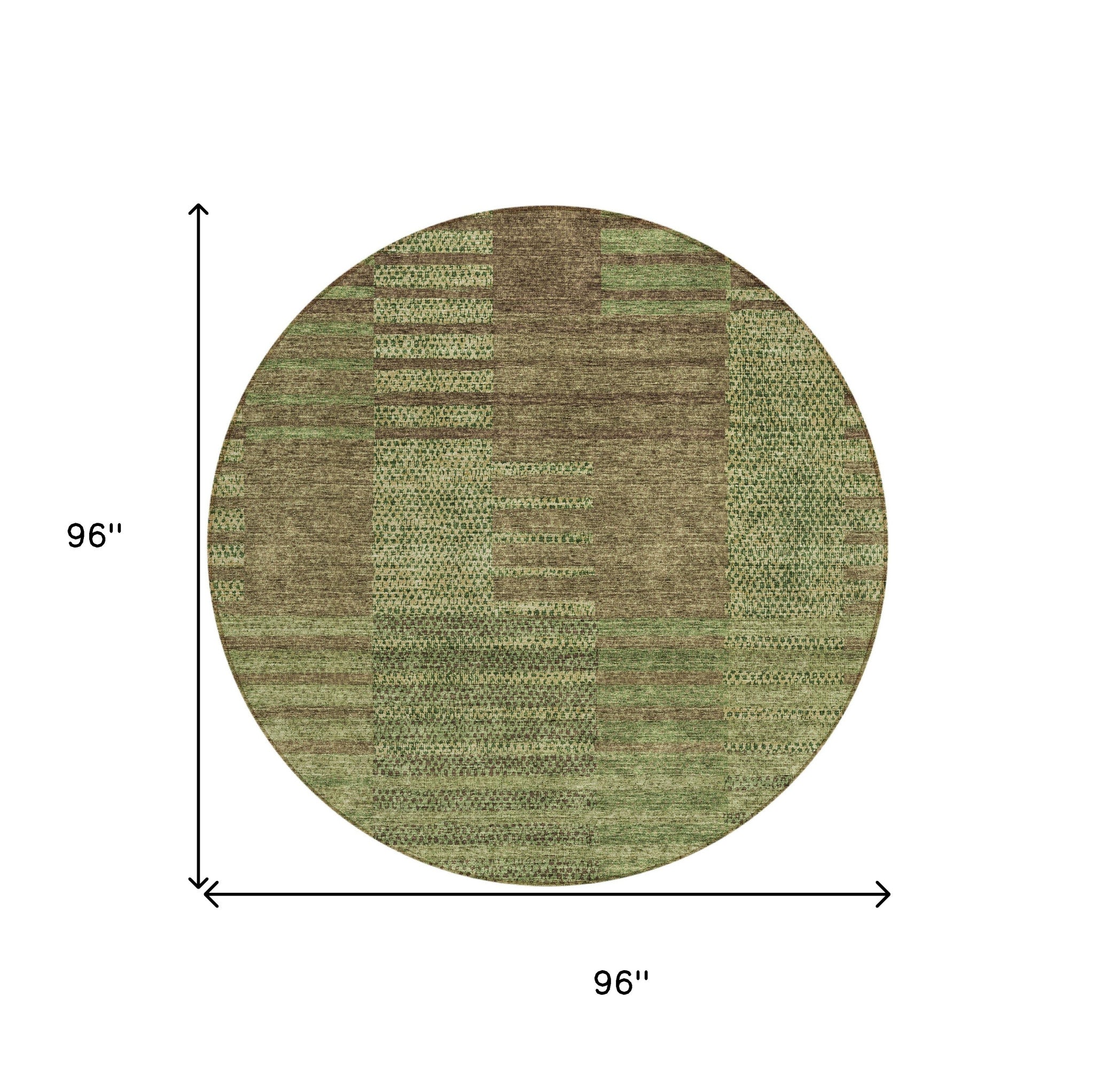 8' Brown Taupe And Green Round Striped Washable Indoor Outdoor Area Rug - Sports & Outdoor