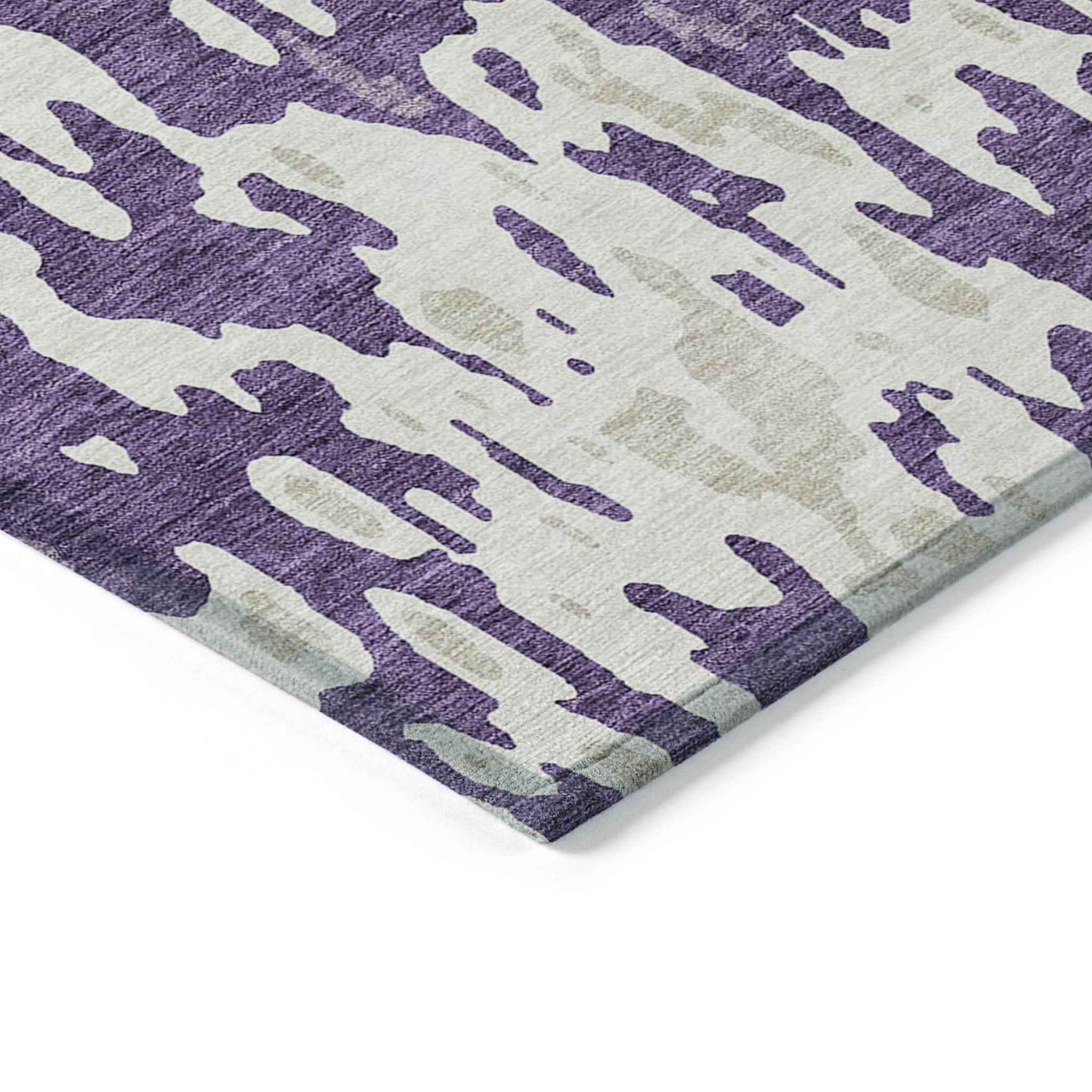 10' X 14' Purple And Ivory Abstract Washable Indoor Outdoor Area Rug