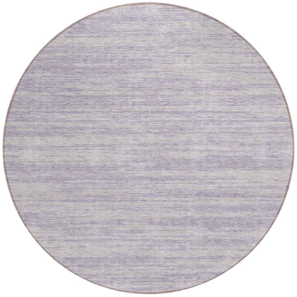 8' Lavender And Lilac Round Abstract Washable Indoor Outdoor Area Rug
