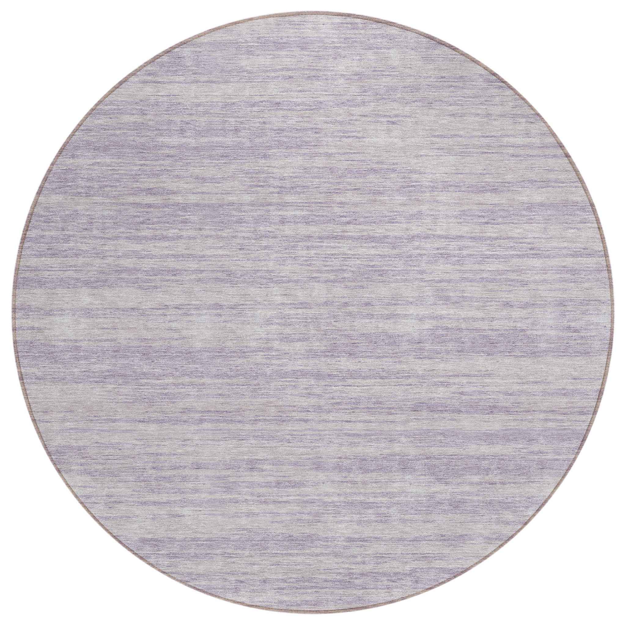 8' Lavender And Lilac Round Abstract Washable Indoor Outdoor Area Rug