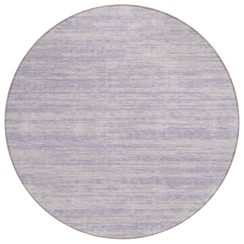8' Lavender And Lilac Round Abstract Washable Indoor Outdoor Area Rug
