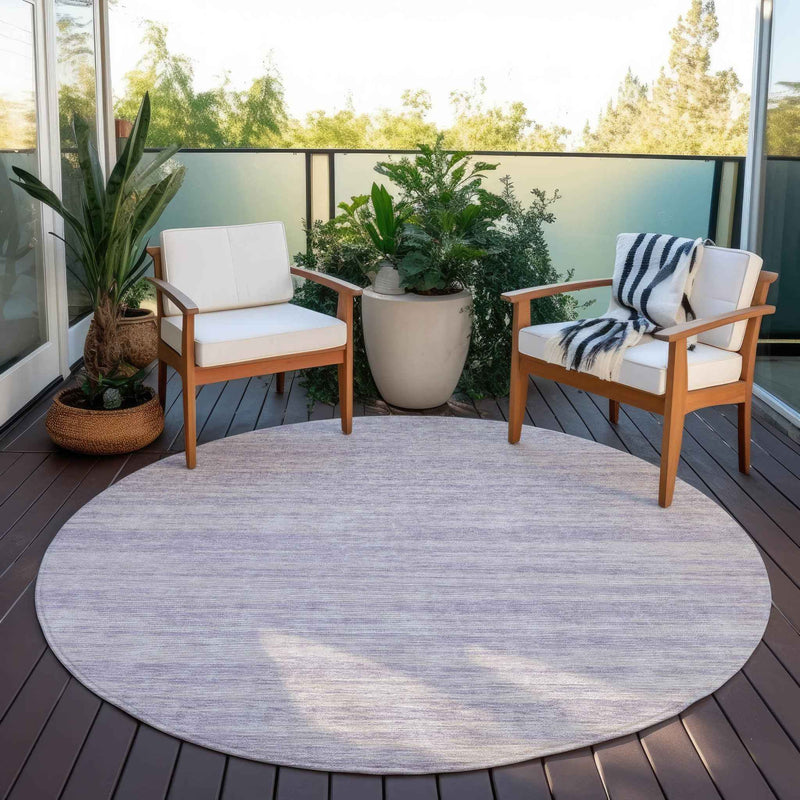 8' Lavender And Lilac Round Abstract Washable Indoor Outdoor Area Rug