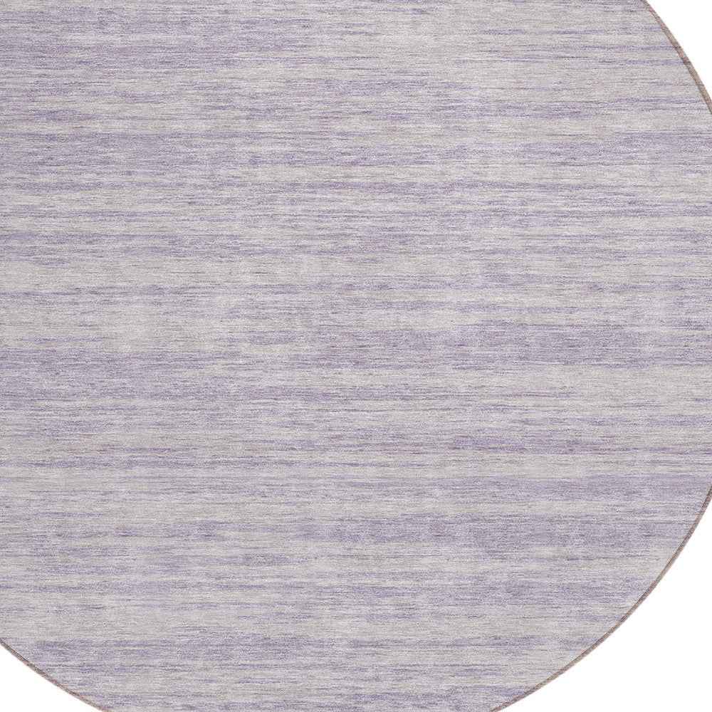 8' Lavender And Lilac Round Abstract Washable Indoor Outdoor Area Rug