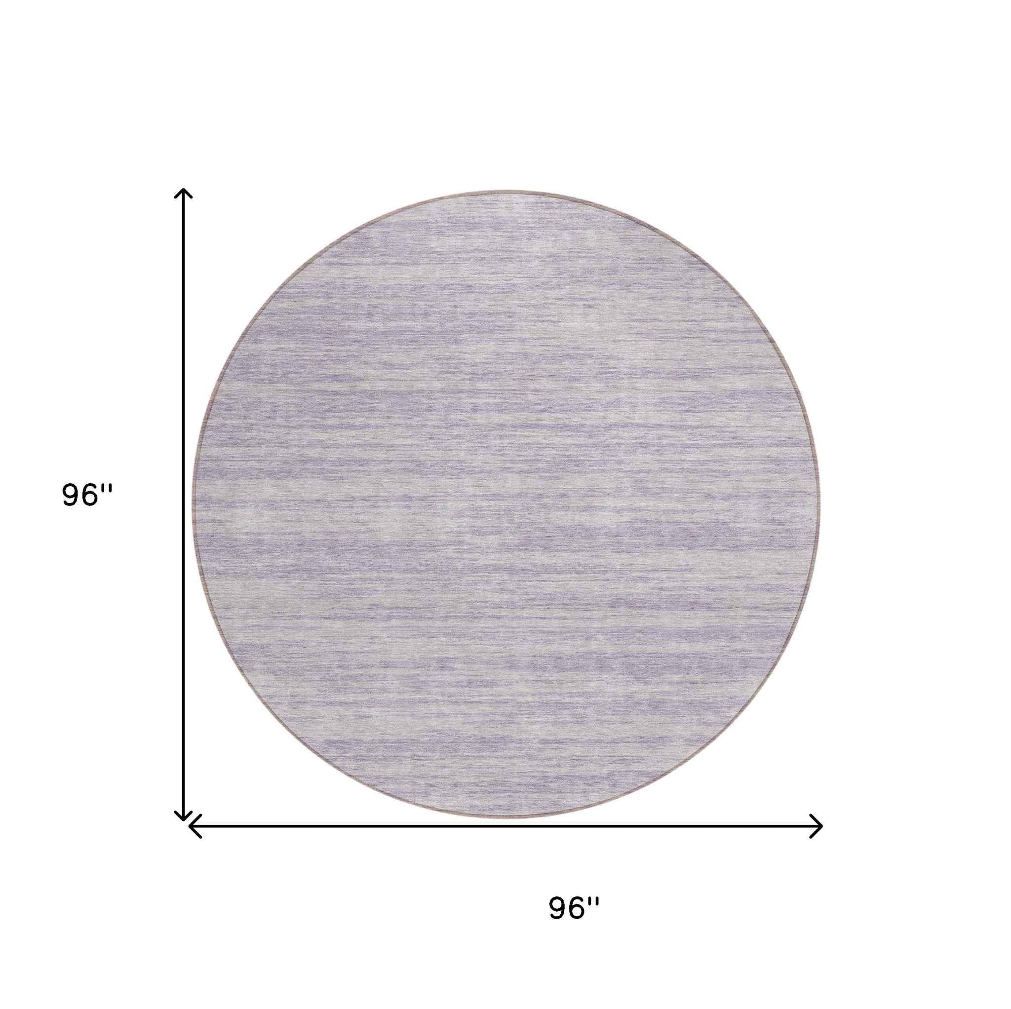 8' Lavender And Lilac Round Abstract Washable Indoor Outdoor Area Rug