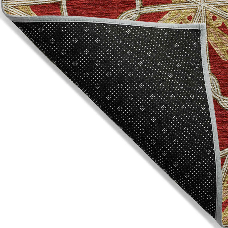 8' X 10' Orange And Gold Geometric Washable Indoor Outdoor Area Rug