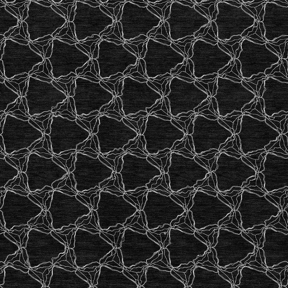 5' X 8' Black And White Geometric Washable Indoor Outdoor Area Rug