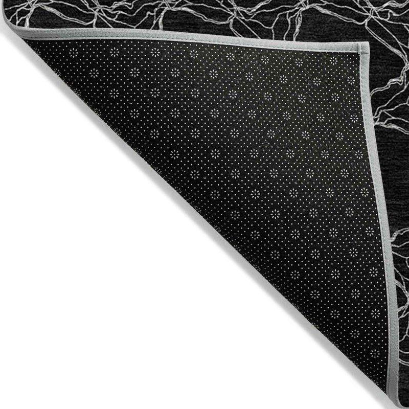 5' X 8' Black And White Geometric Washable Indoor Outdoor Area Rug