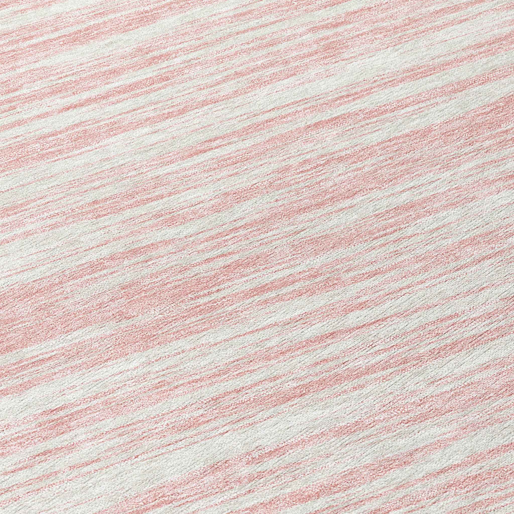 8' Pink And Ivory Round Abstract Washable Indoor Outdoor Area Rug