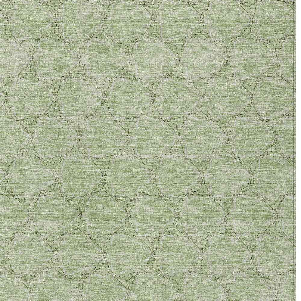 9' X 12' Sage And Ivory Geometric Washable Indoor Outdoor Area Rug