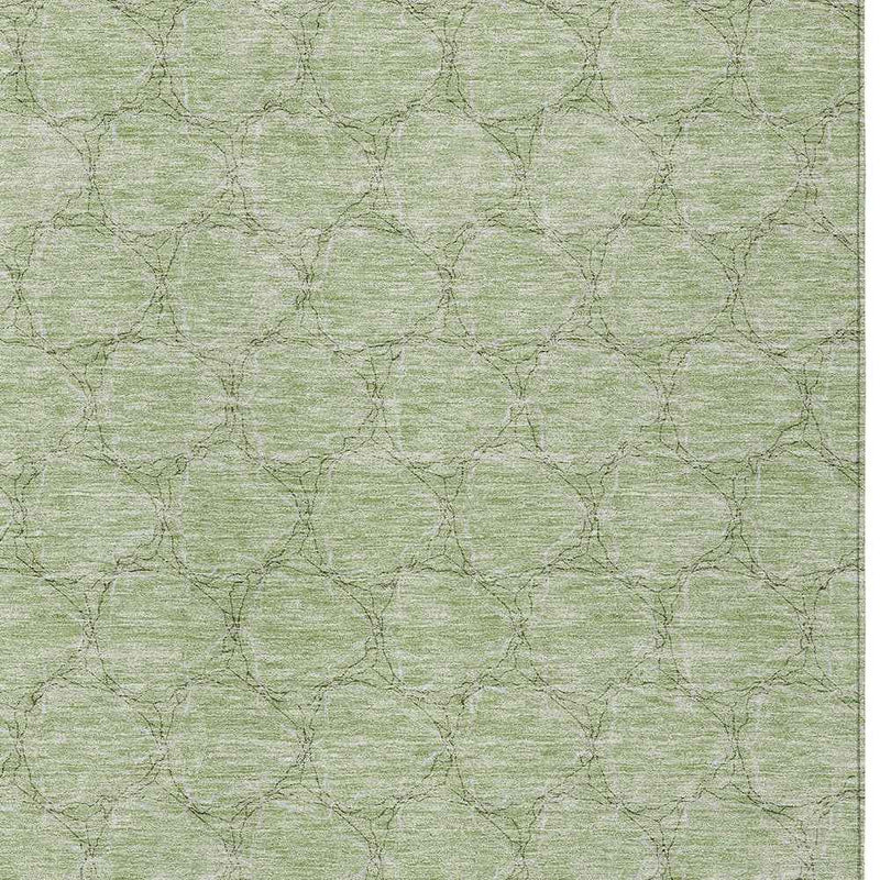 9' X 12' Sage And Ivory Geometric Washable Indoor Outdoor Area Rug