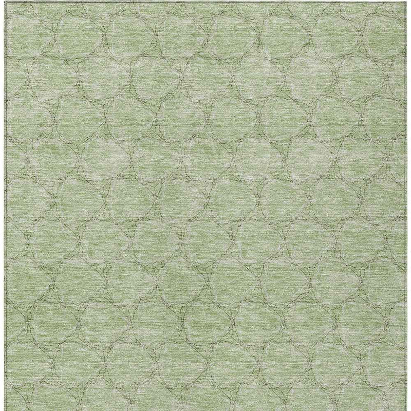 9' X 12' Sage And Ivory Geometric Washable Indoor Outdoor Area Rug