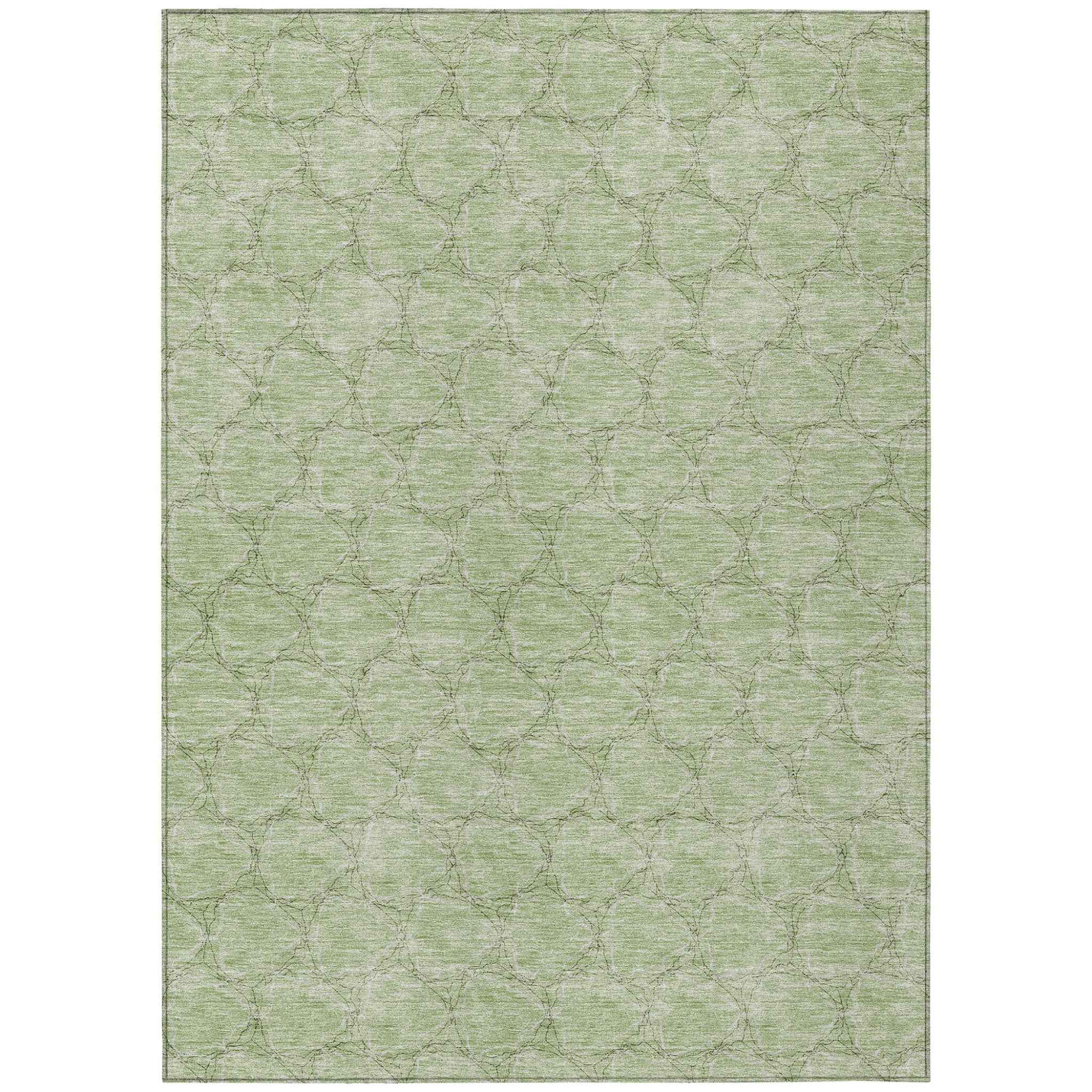9' X 12' Sage And Ivory Geometric Washable Indoor Outdoor Area Rug