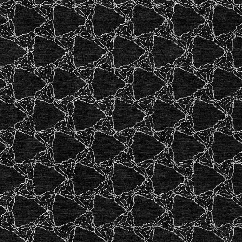 9' X 12' Black And White Geometric Washable Indoor Outdoor Area Rug