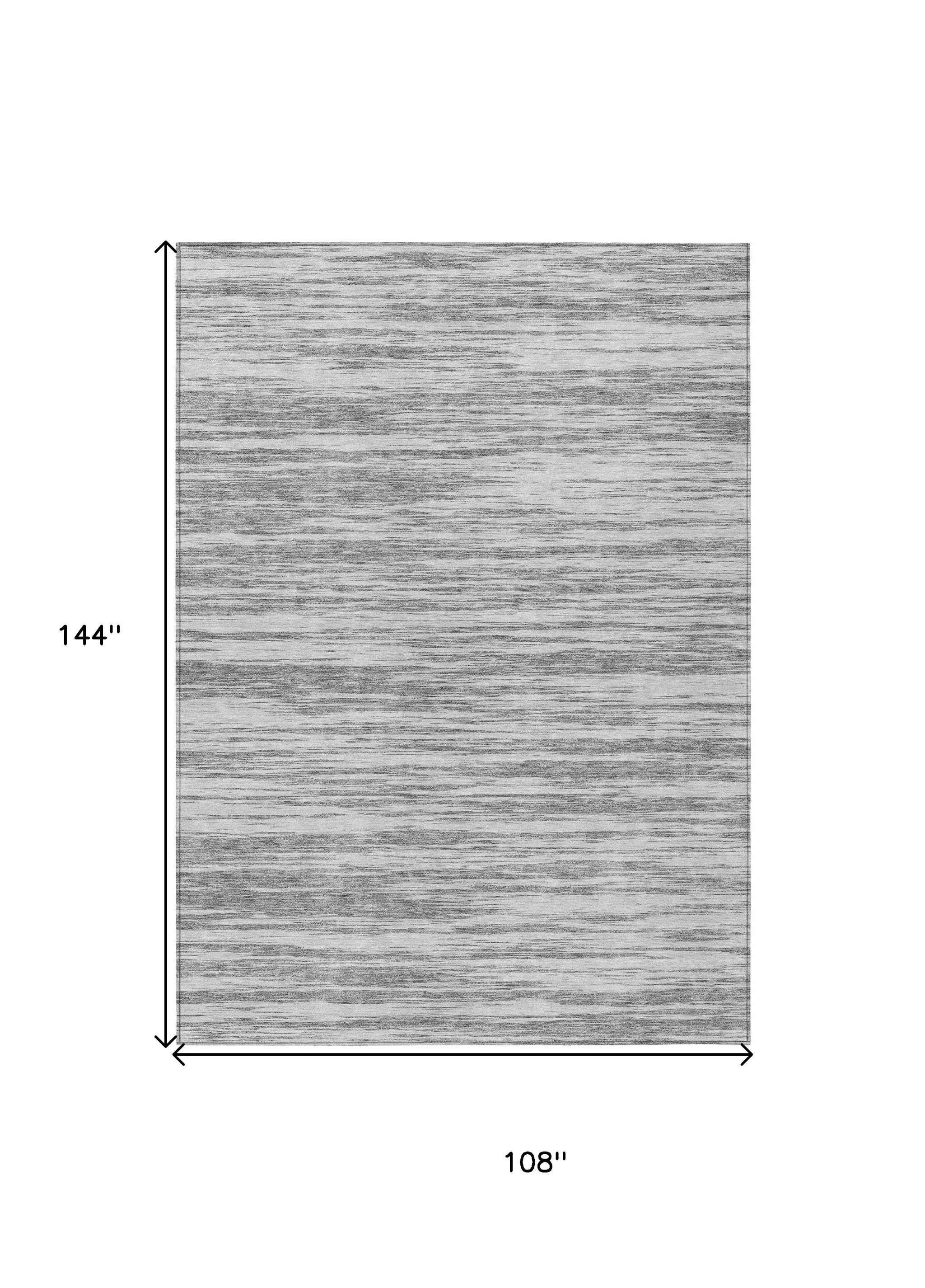 9' X 12' Gray And Ivory Abstract Washable Indoor Outdoor Area Rug