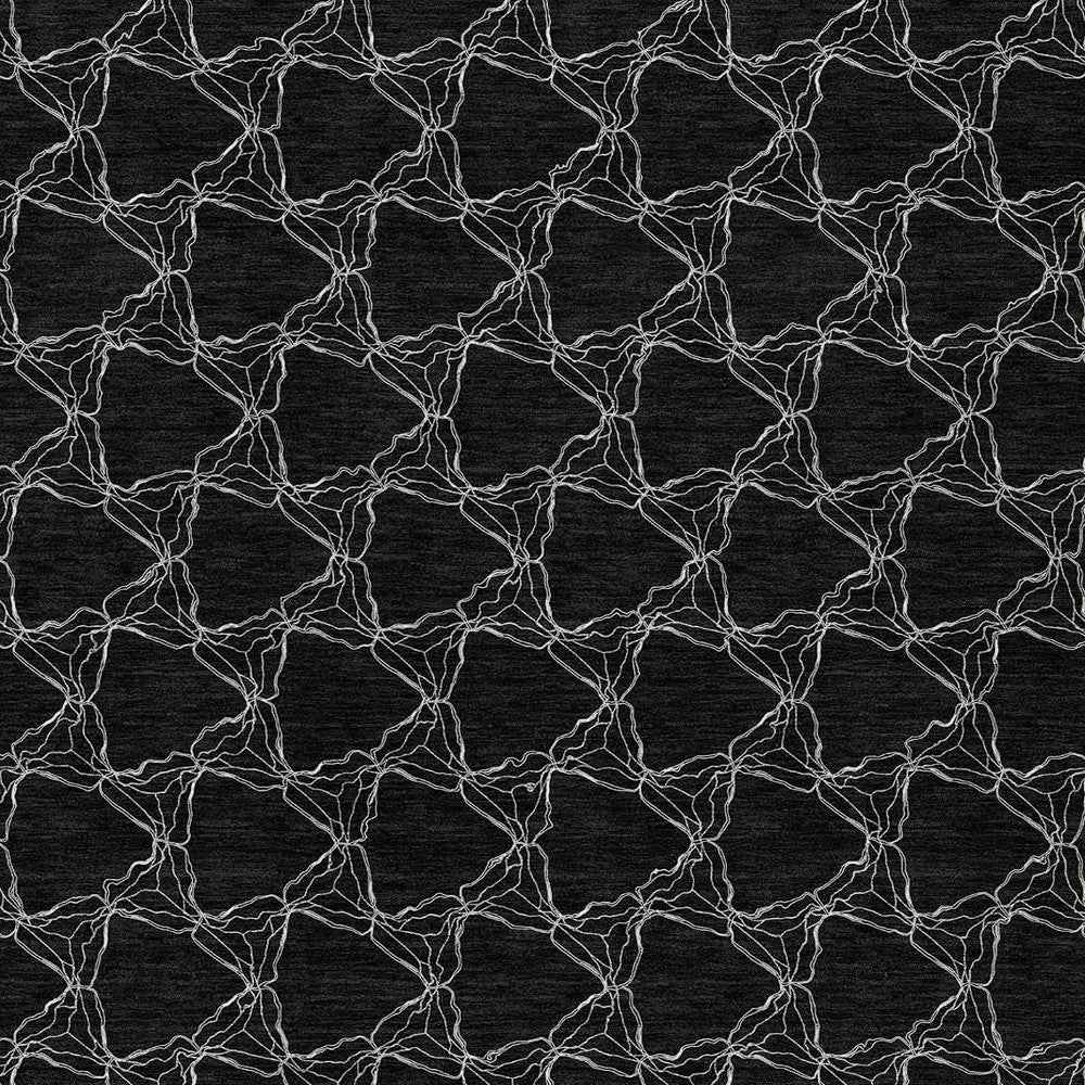 3' X 5' Black And White Geometric Washable Indoor Outdoor Area Rug