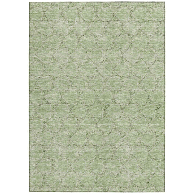 8' X 10' Sage And Ivory Geometric Washable Indoor Outdoor Area Rug