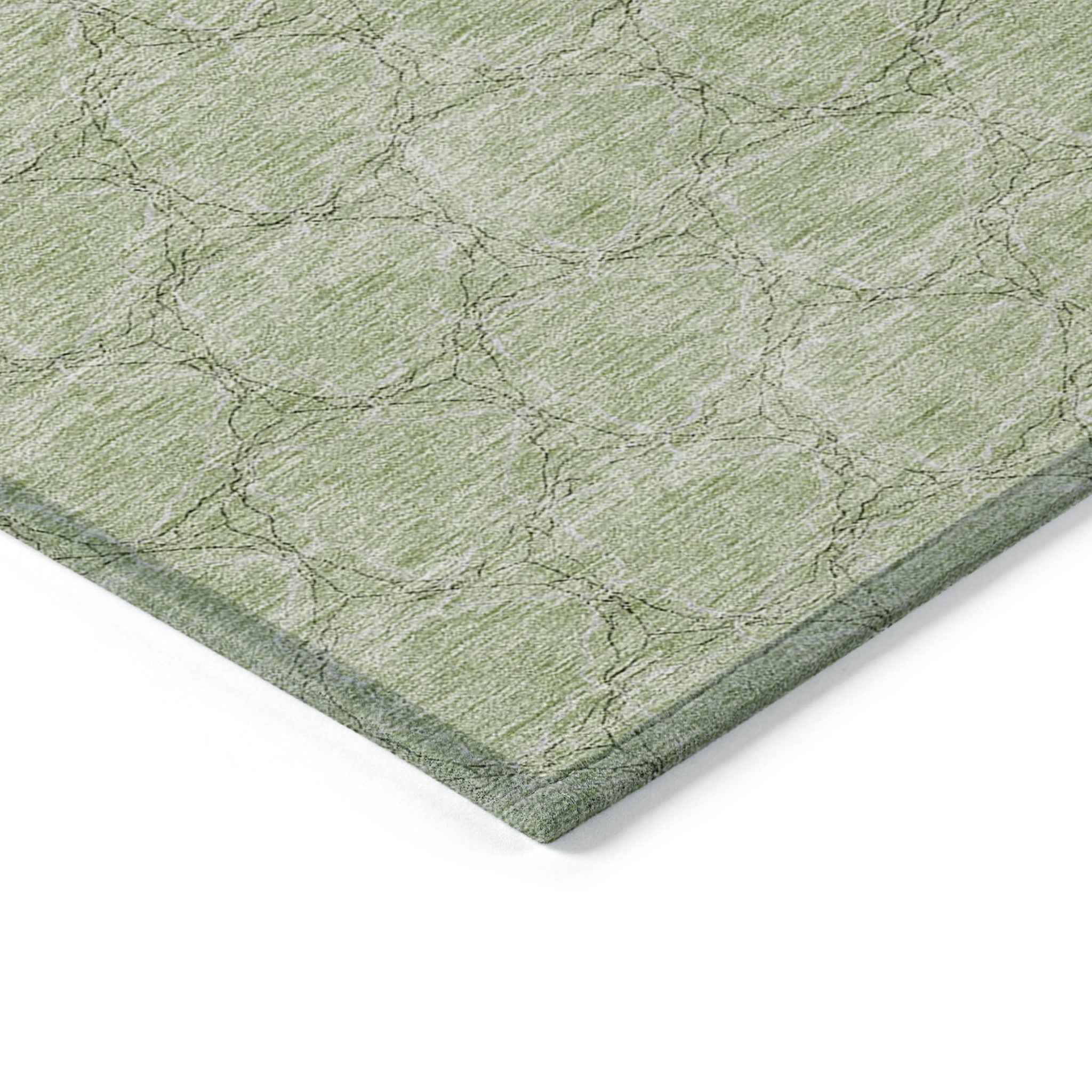 10' X 14' Sage And Ivory Geometric Washable Indoor Outdoor Area Rug