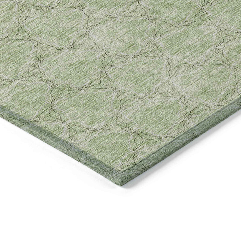10' X 14' Sage And Ivory Geometric Washable Indoor Outdoor Area Rug