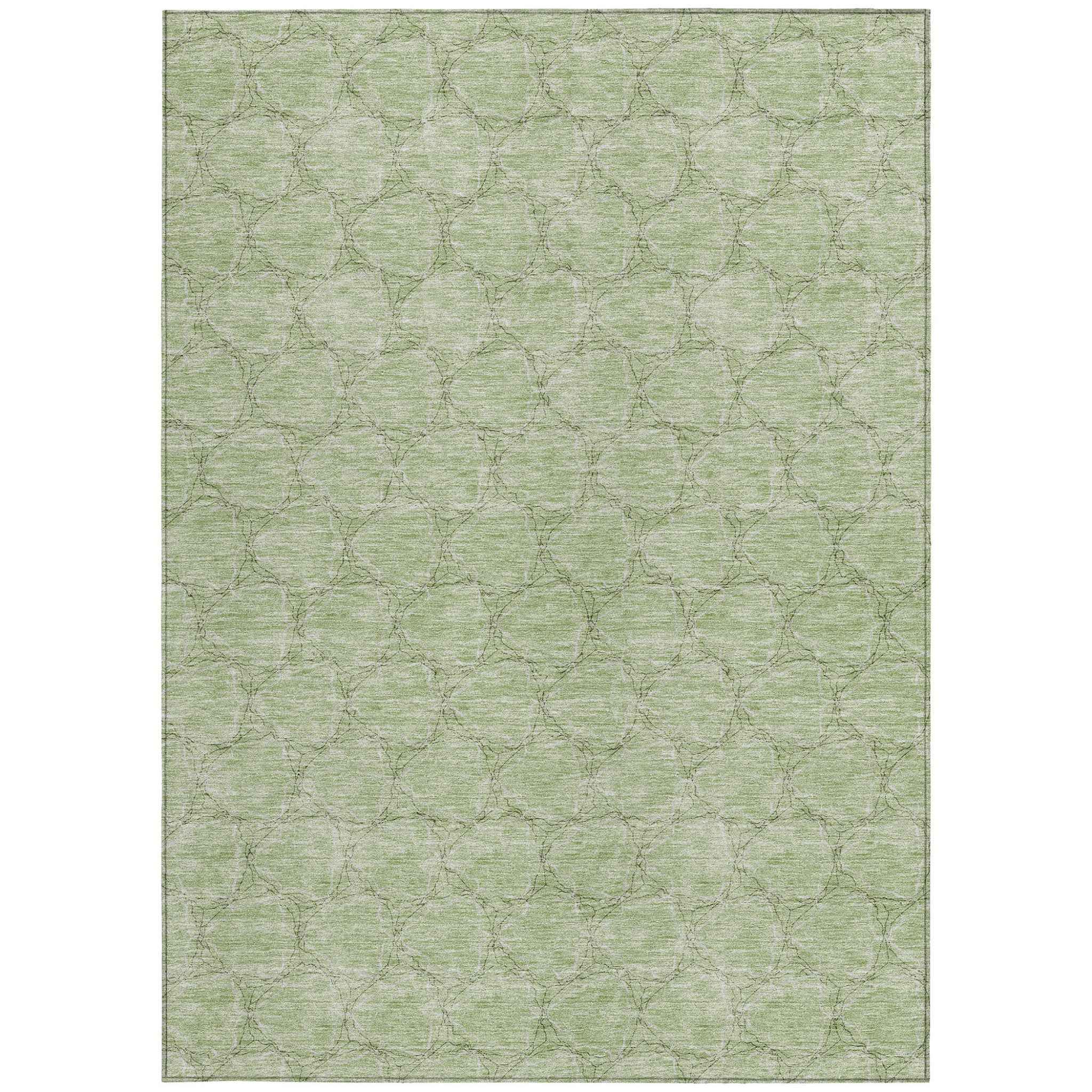 10' X 14' Sage And Ivory Geometric Washable Indoor Outdoor Area Rug