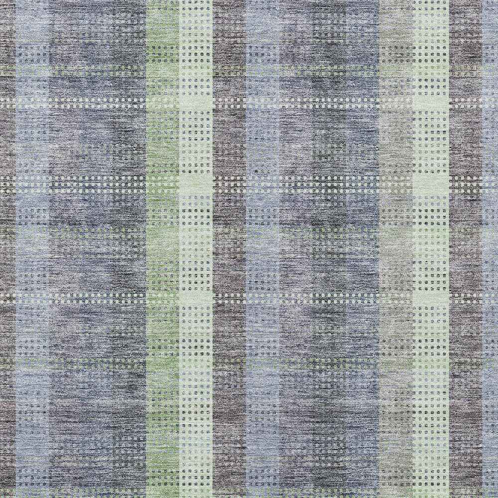 5' X 8' Pewter Gray And Mint Green Plaid Washable Indoor Outdoor Area Rug