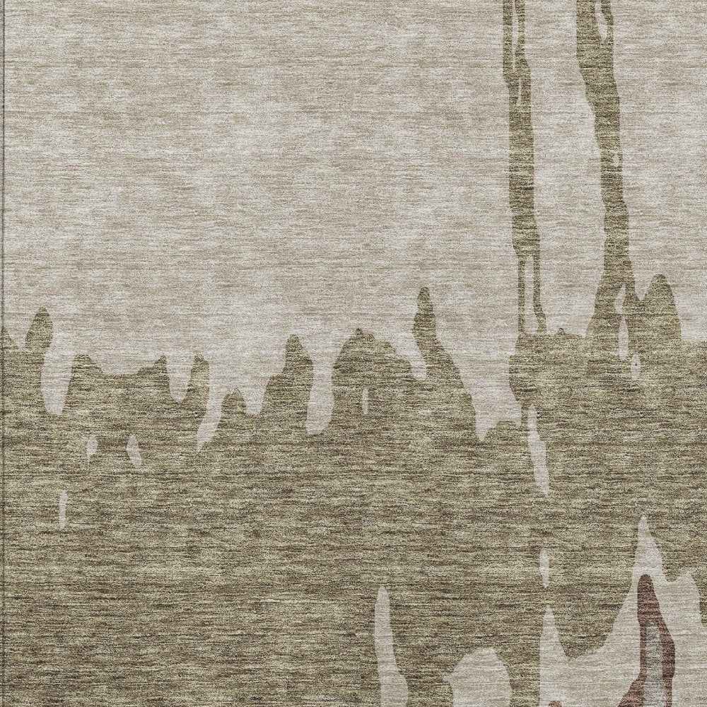 8' X 10' Beige And Taupe Abstract Washable Indoor Outdoor Area Rug