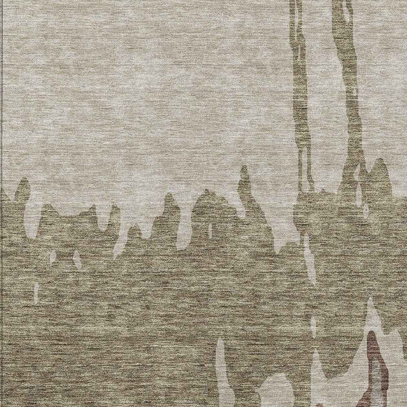 8' X 10' Beige And Taupe Abstract Washable Indoor Outdoor Area Rug