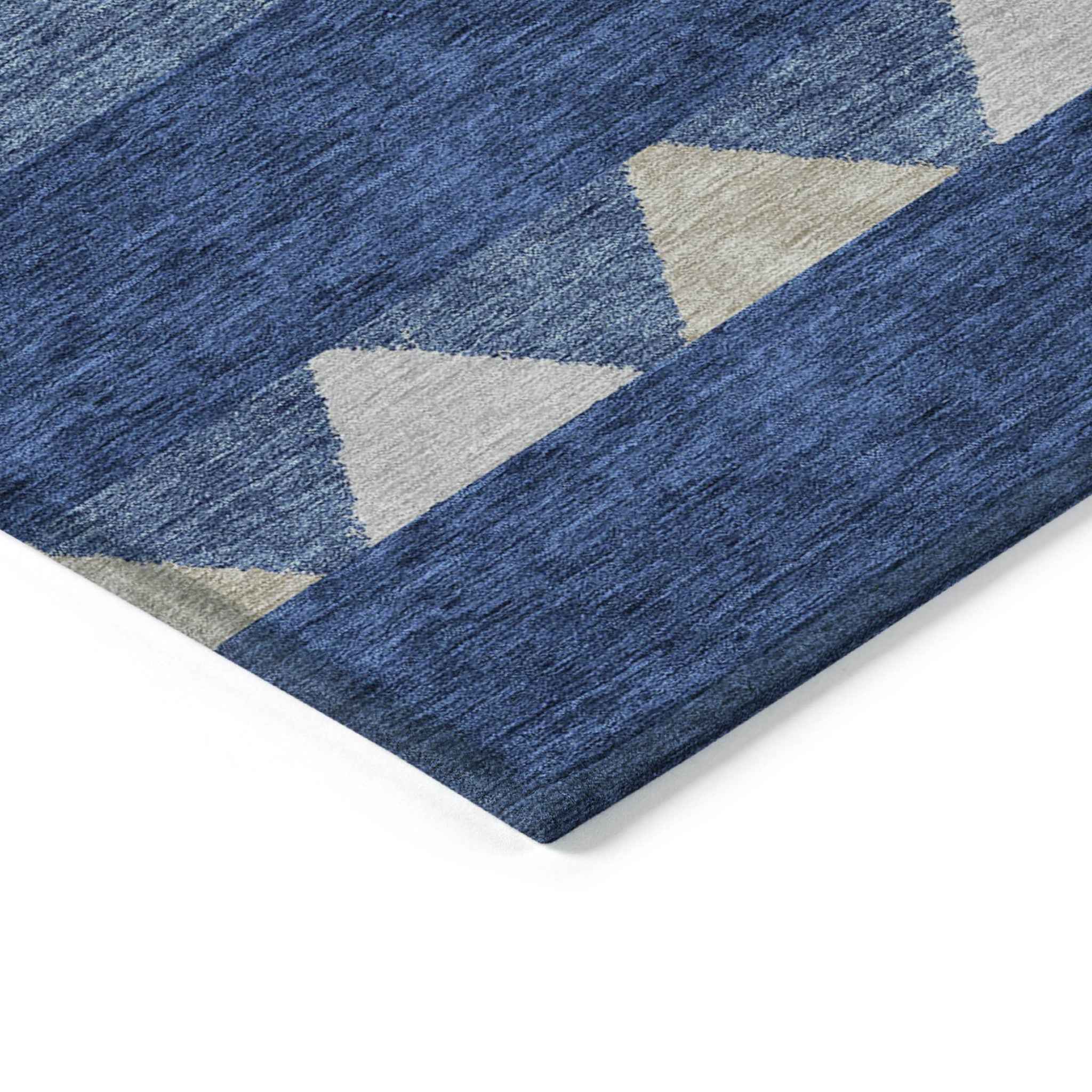 3' X 5' Navy Blue Ivory And Beige Southwestern Washable Indoor Outdoor Area Rug