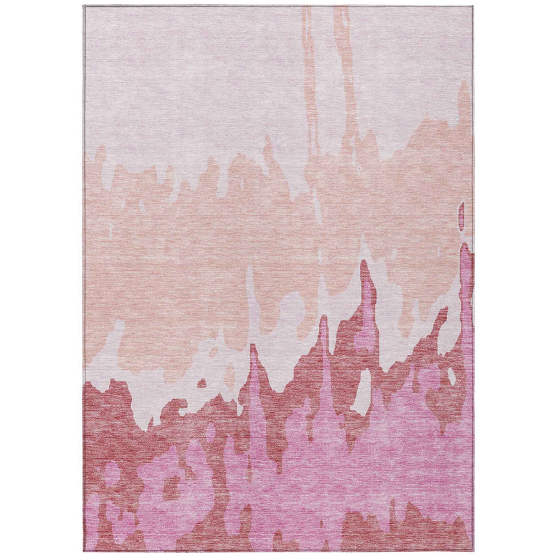 8' X 10' Blush And Pink Abstract Washable Indoor Outdoor Area Rug