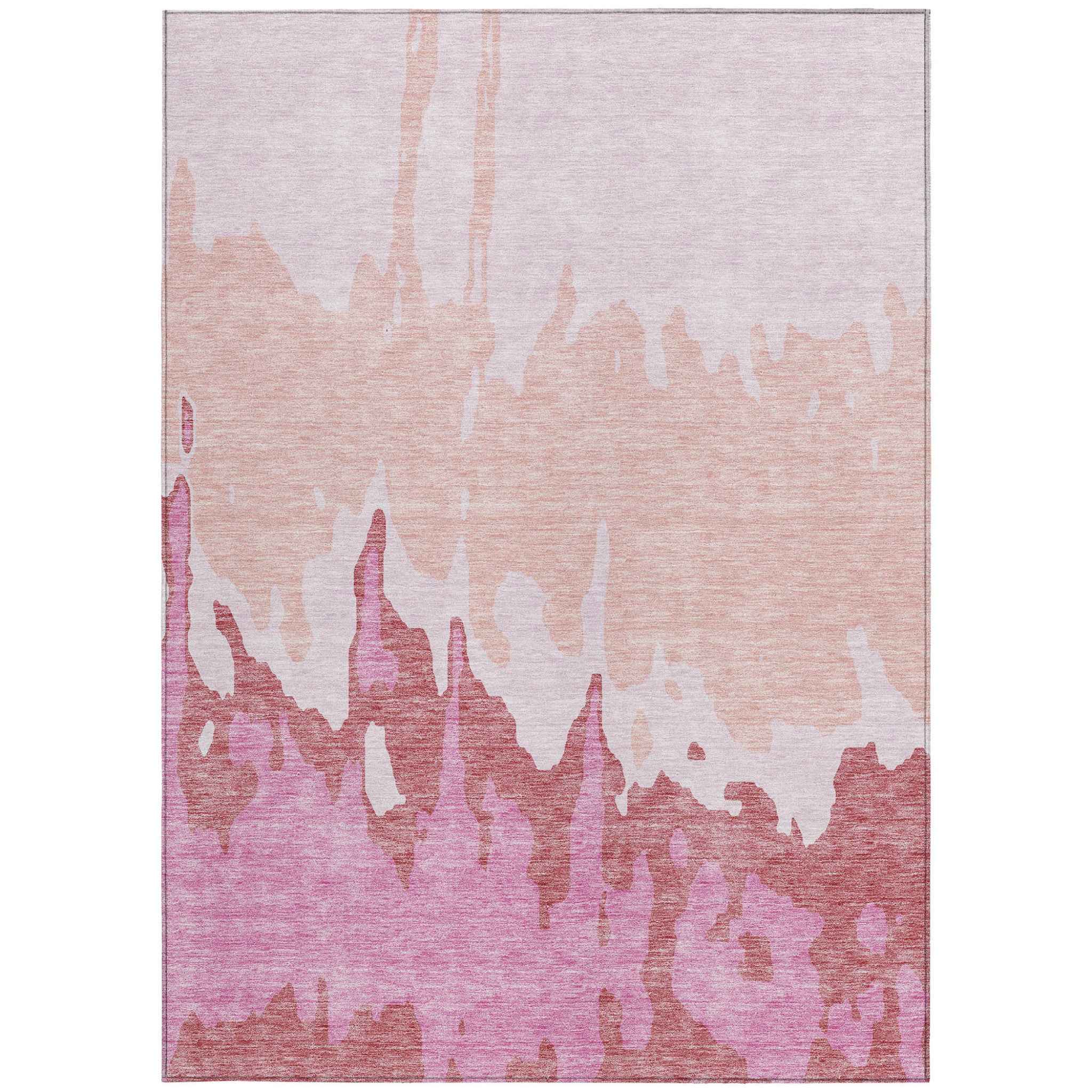 8' X 10' Blush And Pink Abstract Washable Indoor Outdoor Area Rug