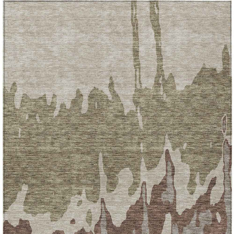 5' X 8' Beige And Taupe Abstract Washable Indoor Outdoor Area Rug