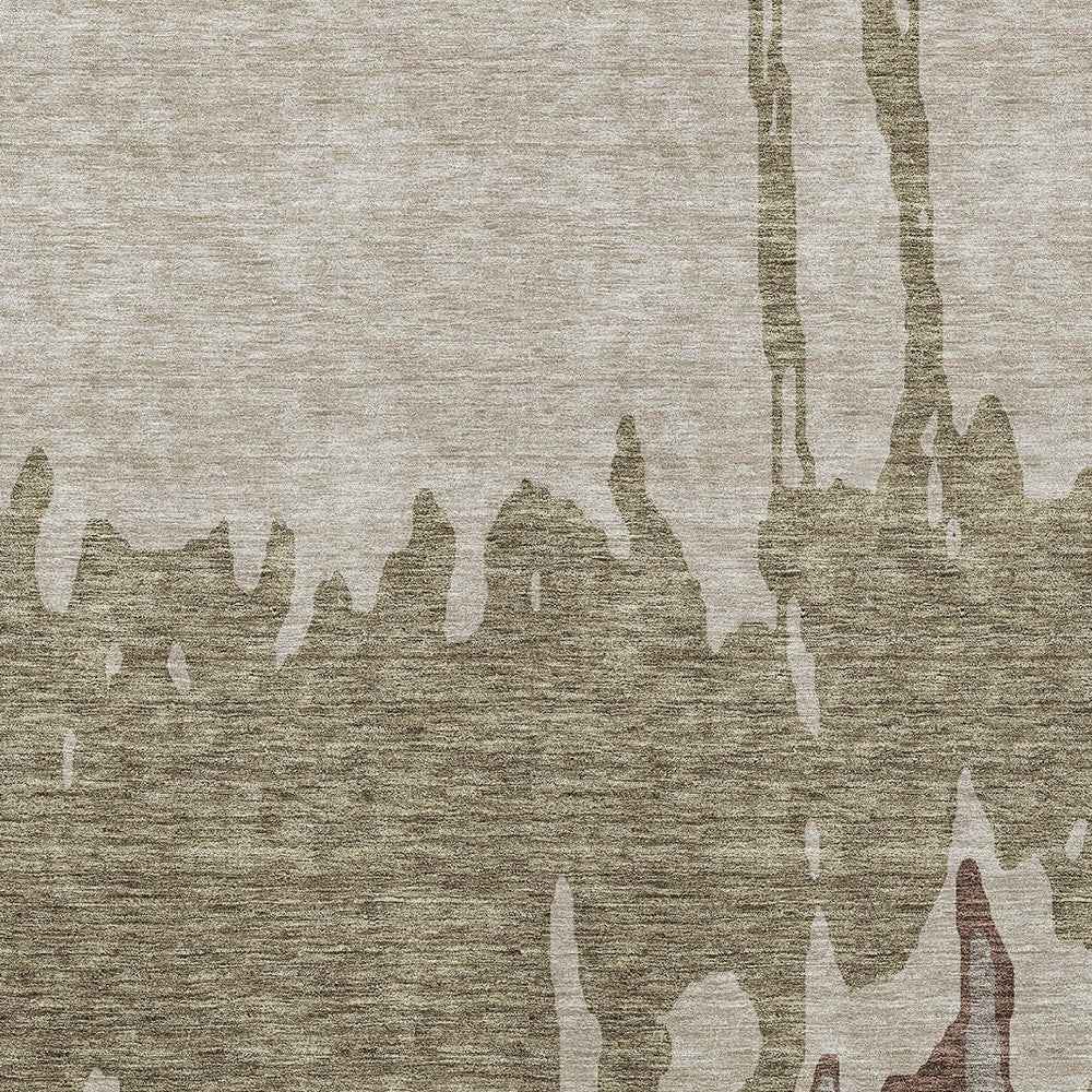 5' X 8' Beige And Taupe Abstract Washable Indoor Outdoor Area Rug