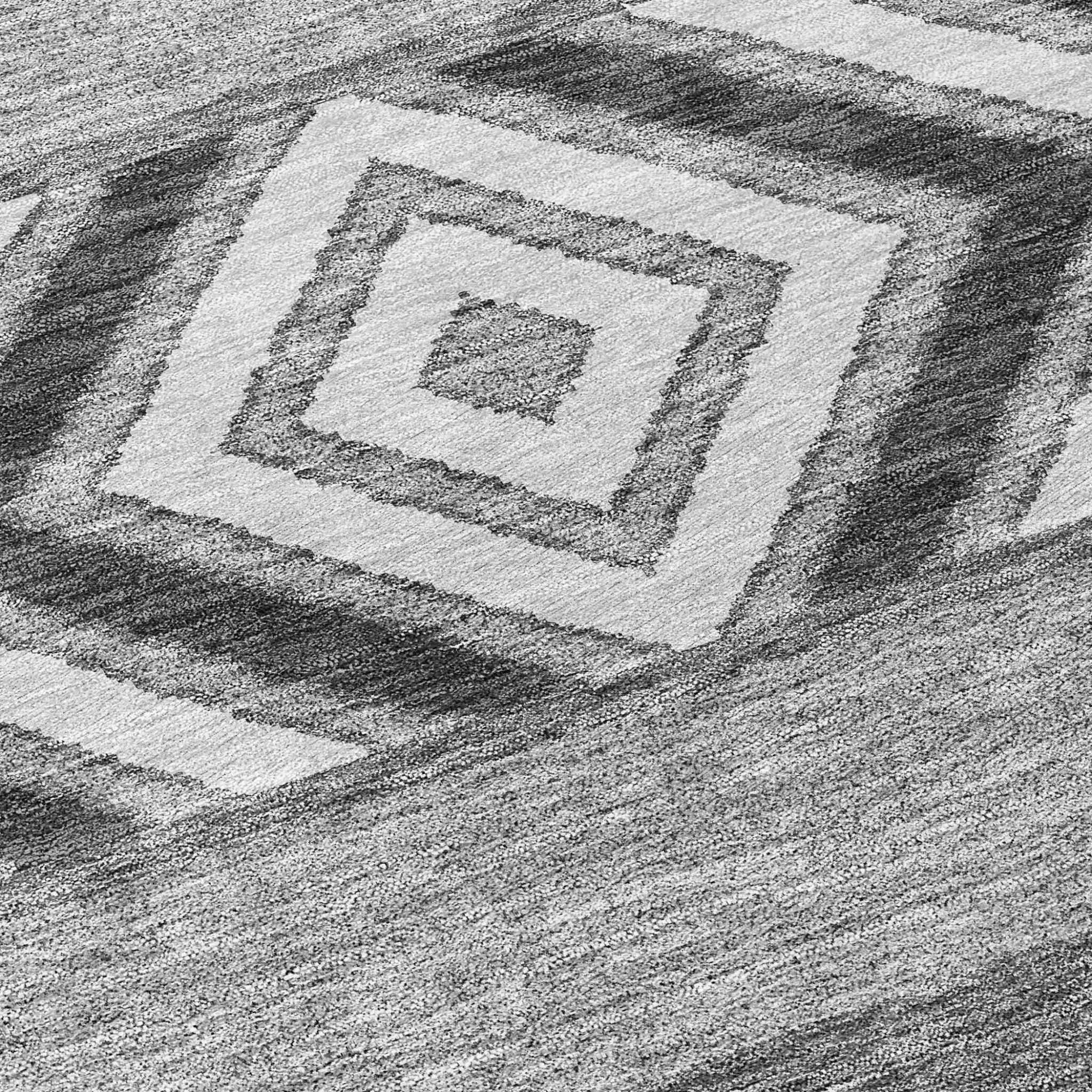 8' Gray Charcoal And Silver Round Southwestern Washable Indoor Outdoor Area Rug