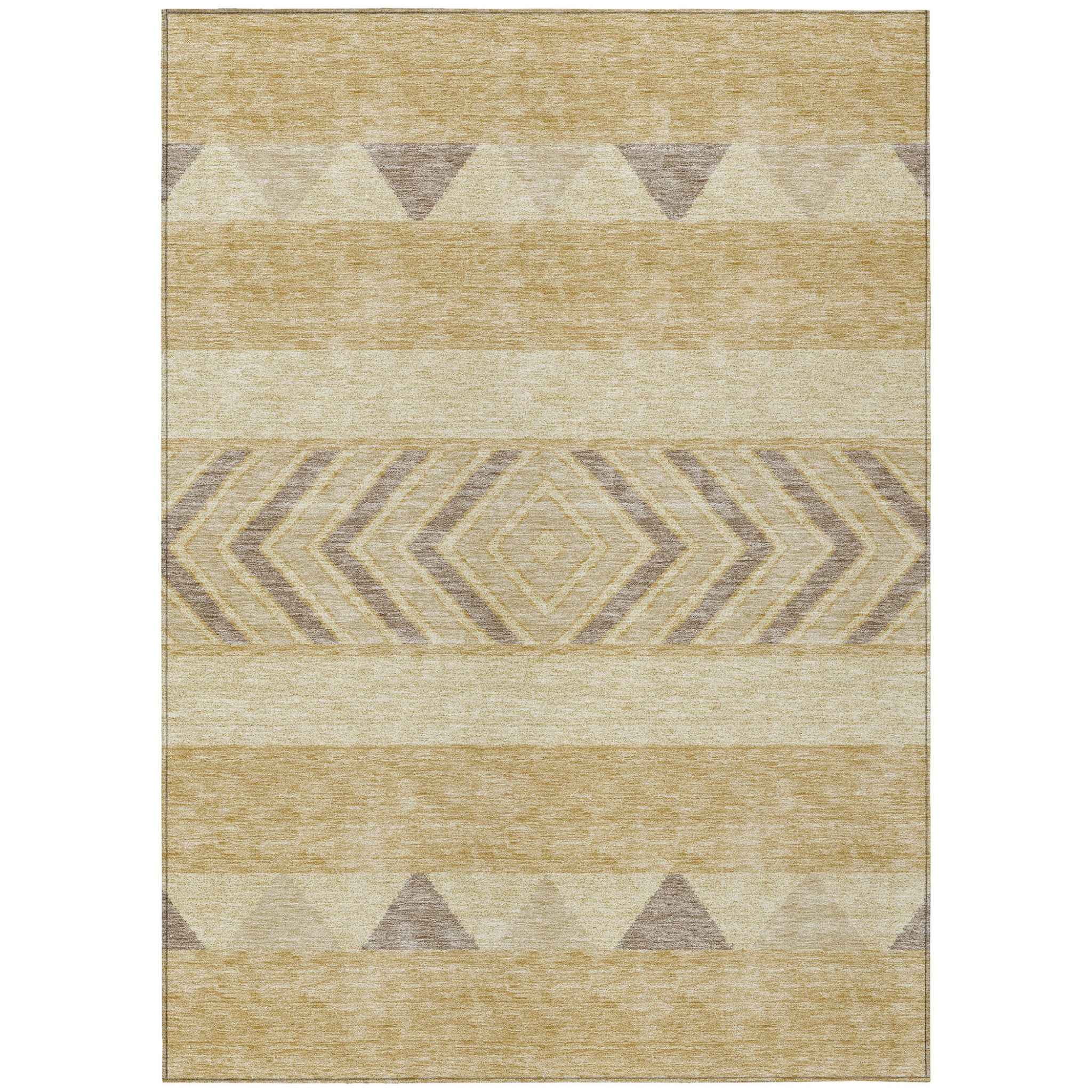 3' X 5' Gold Taupe And Beige Southwestern Washable Indoor Outdoor Area Rug