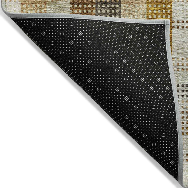 8' X 10' Wheat Ivory And Brown Plaid Washable Indoor Outdoor Area Rug