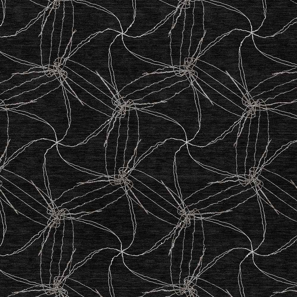 8' X 10' Black And Ivory Geometric Washable Indoor Outdoor Area Rug