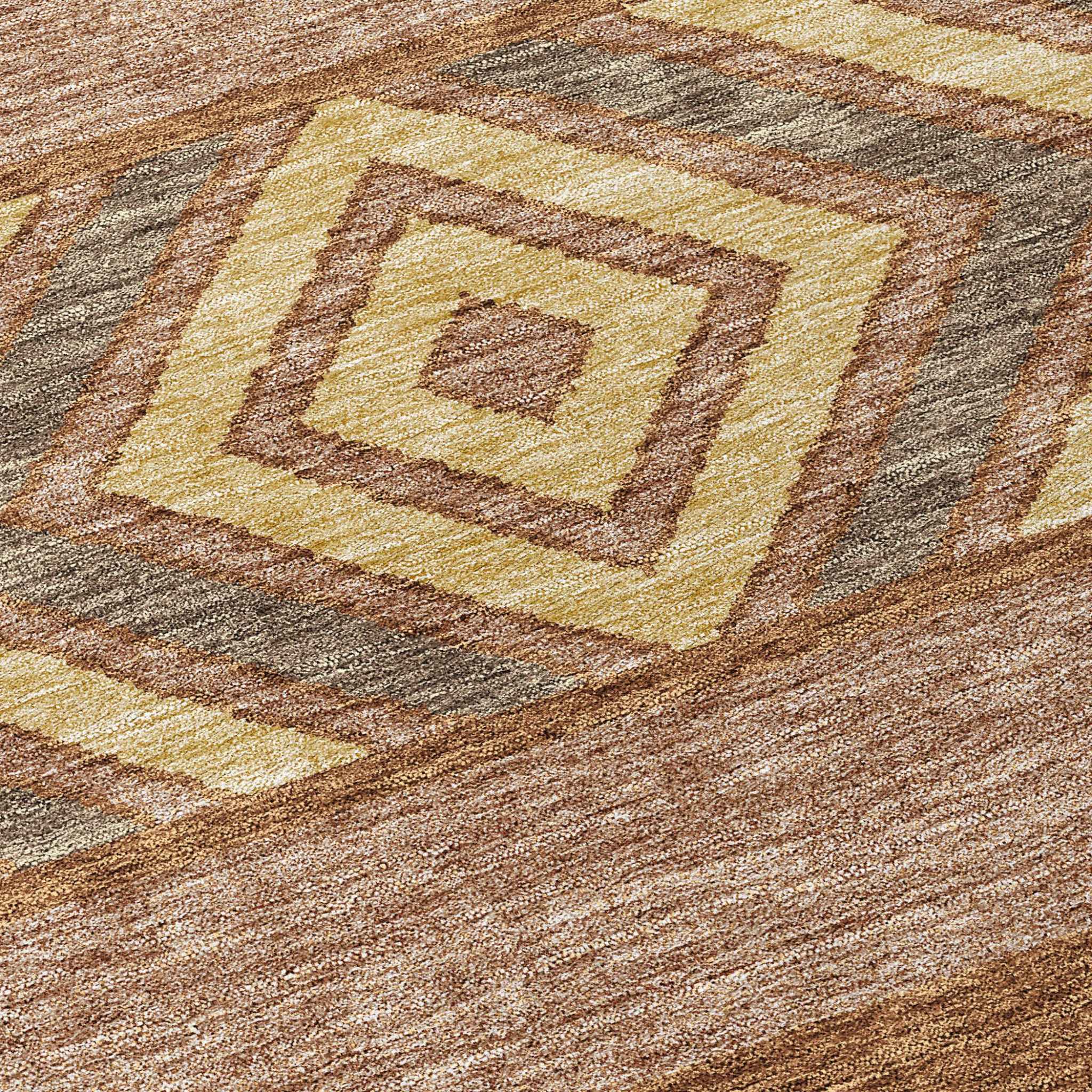 8' X 10' Orange Wheat And Taupe Southwestern Washable Indoor Outdoor Area Rug