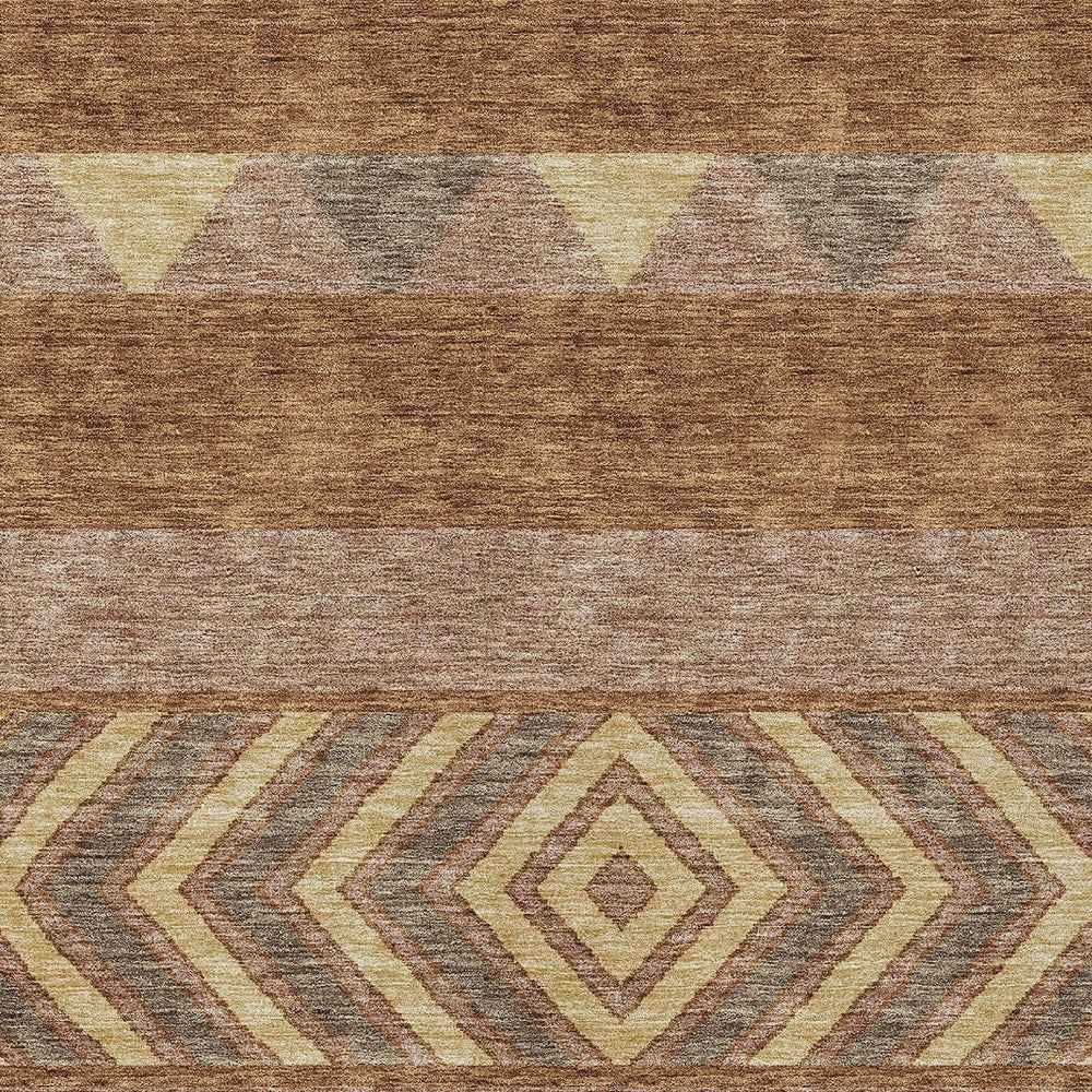 8' X 10' Orange Wheat And Taupe Southwestern Washable Indoor Outdoor Area Rug