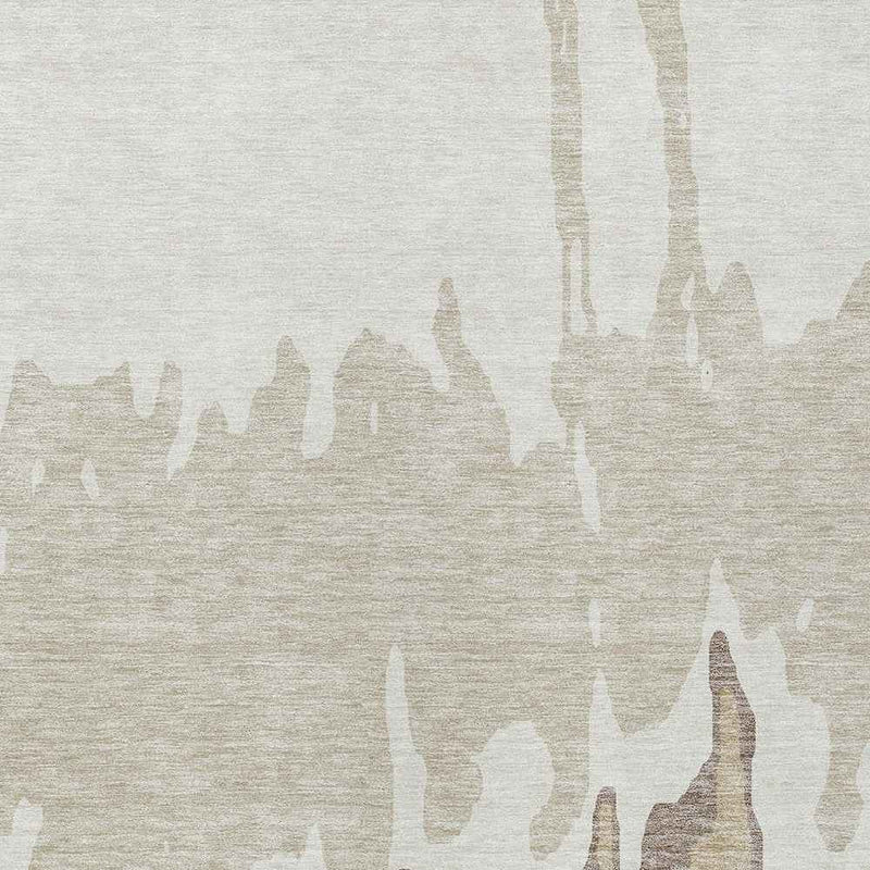 9' X 12' Ivory And Beige Abstract Washable Indoor Outdoor Area Rug