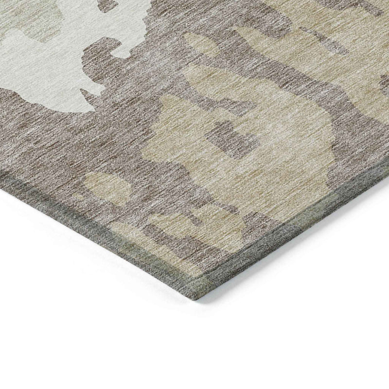 9' X 12' Ivory And Beige Abstract Washable Indoor Outdoor Area Rug