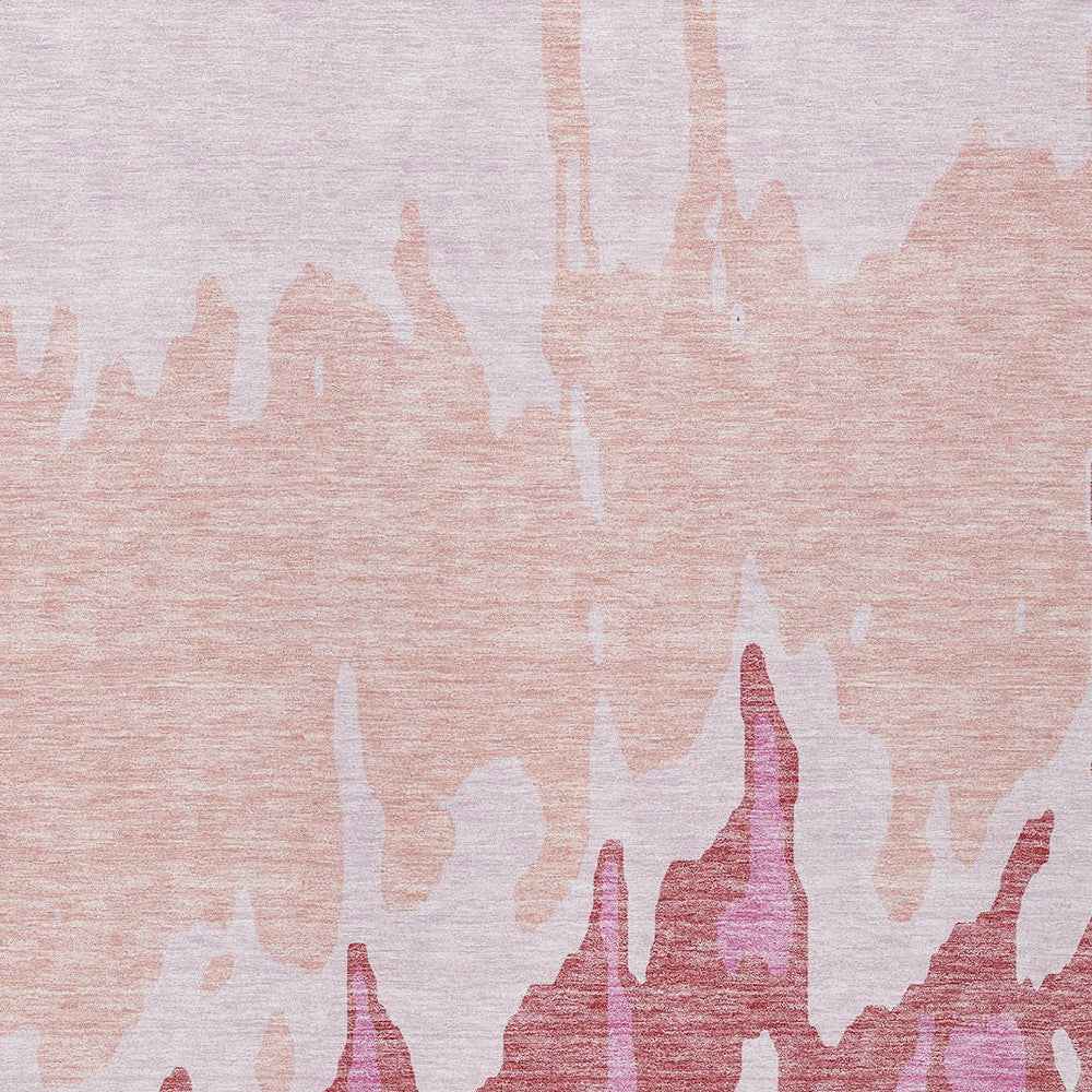 9' X 12' Blush And Pink Abstract Washable Indoor Outdoor Area Rug