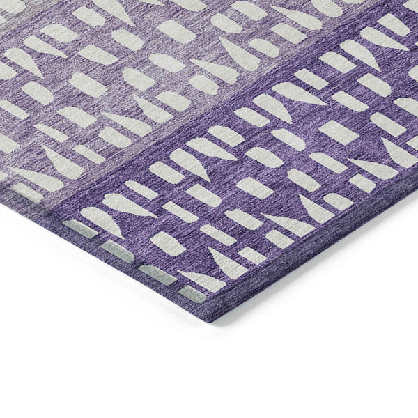 10' X 14' Purple Lavender And Ivory Geometric Washable Indoor Outdoor Area Rug