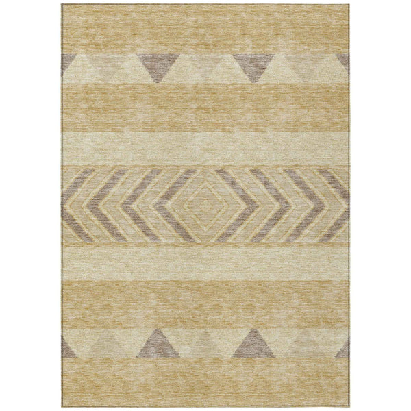 5' X 8' Gold Taupe And Beige Southwestern Washable Indoor Outdoor Area Rug