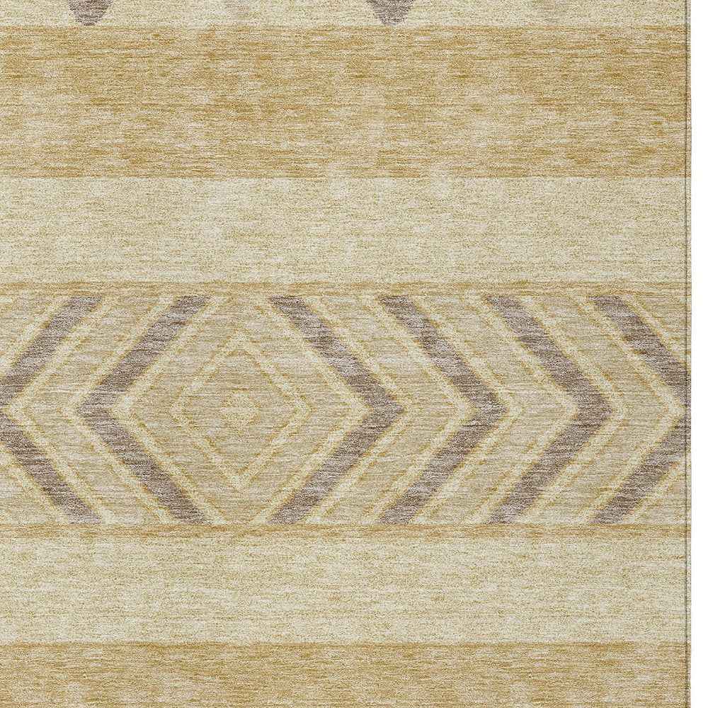 5' X 8' Gold Taupe And Beige Southwestern Washable Indoor Outdoor Area Rug