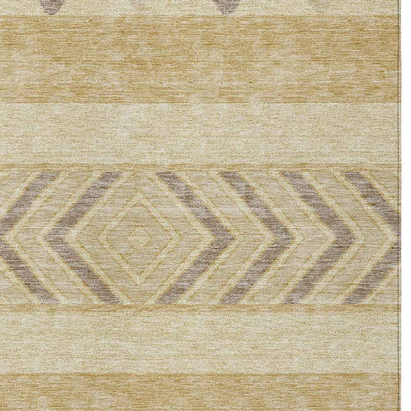 5' X 8' Gold Taupe And Beige Southwestern Washable Indoor Outdoor Area Rug