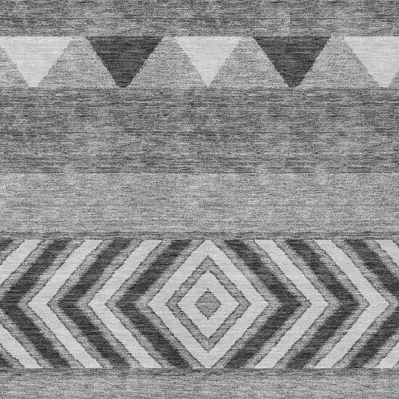 5' X 8' Gray Charcoal And Silver Southwestern Washable Indoor Outdoor Area Rug