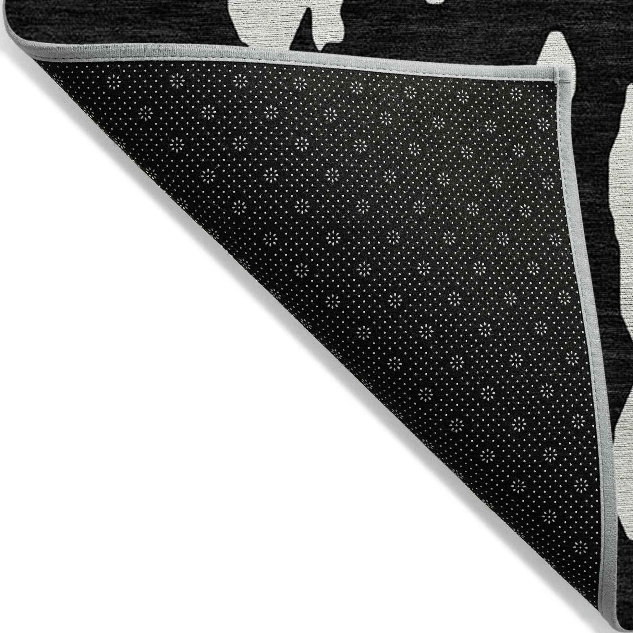 9' X 12' Black And Ivory Abstract Washable Indoor Outdoor Area Rug